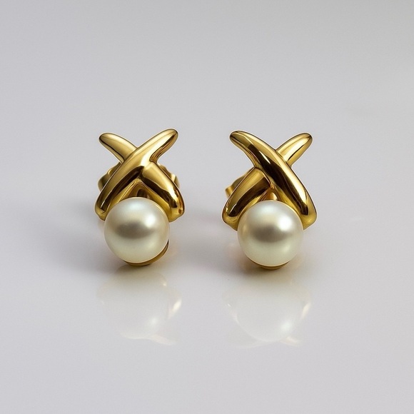 Van Dell Jewelry - Van Dell 14K Gold Japanese Akoya Pearl Stud Earrings Vintage Mid Century NIB